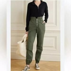 VERONICA BEARD Green High-Waist Button Fly Tapered Jeans Size 26/2